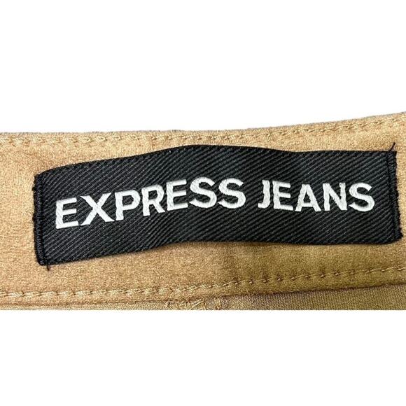 Express Jeans Tan Faux Suede Button Front Mini Skirt Light Academia - Picture 4 of 5